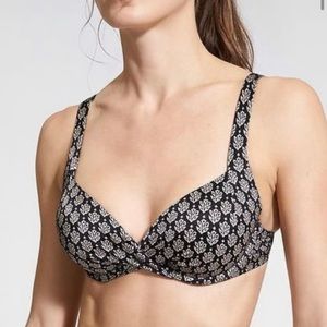 Athleta Aqualuxe Print Twist Bikini Swim Top 32D/DD
